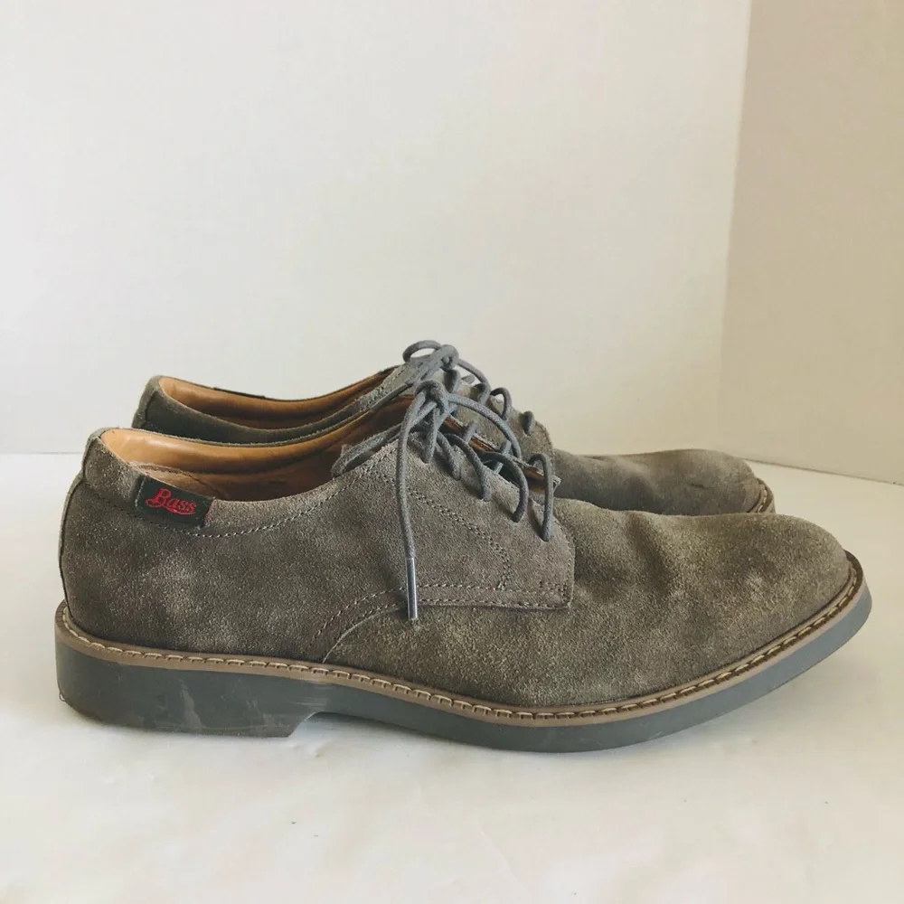 G.H. Bass & Co. Pasadena Grey Suede Derby Shoes Leather Upper Mens Size 7.5M
